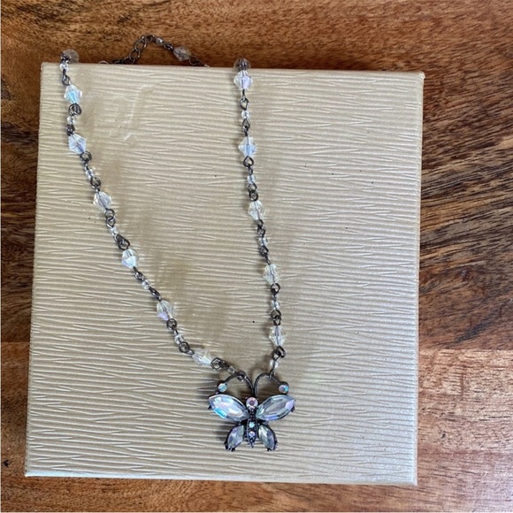 VTG 90’s Y2K Beaded Iridescent Butterfly Choker Necklace - Picture 2 of 6